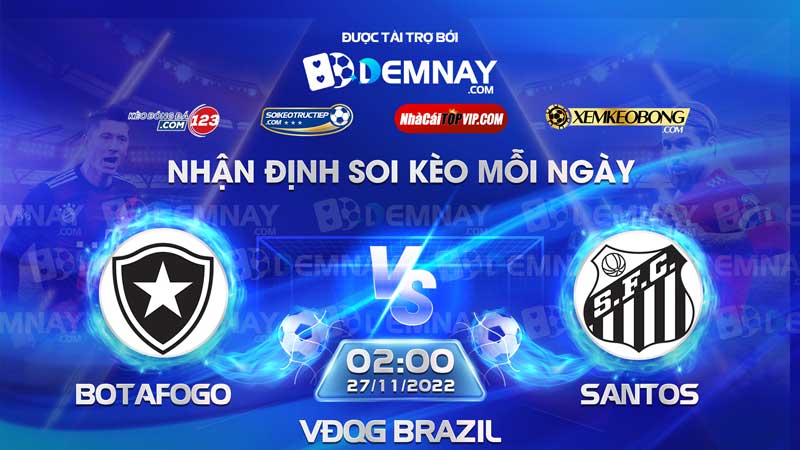 Link xem trực tiếp trận Botafogo vs Santos, lúc 02h00 ngày 27/11/2023, VĐQG Brazil