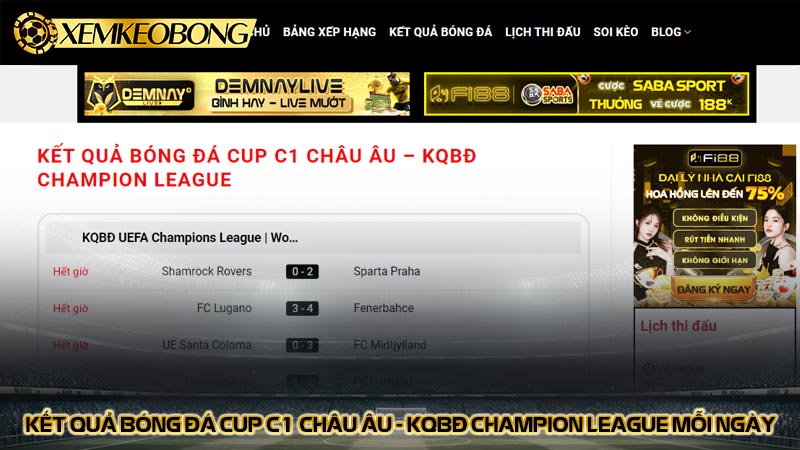 Kết quả bóng đá Cup C1 Châu Âu - KQBĐ Champion League
